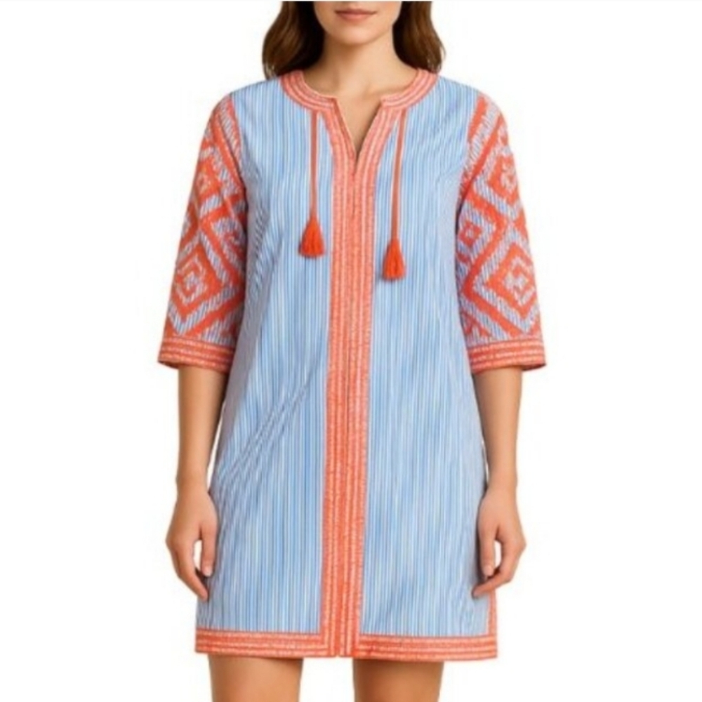 Gretchen Scott Embroidered Tassel Tunic Dress